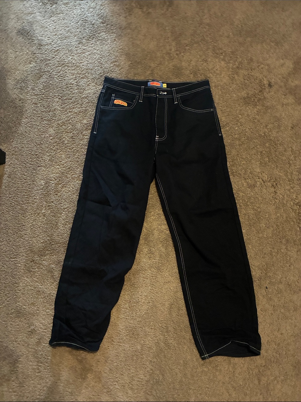 Empyre Black Relaxed Jeans with White Contrast Stitching